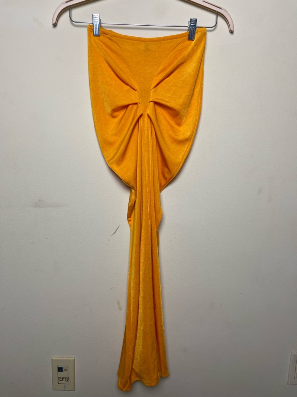 Women's Maxi Skirt in Bright Mustard Yellow with Drape Detail